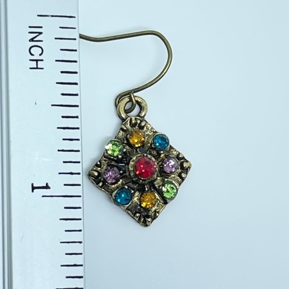 Colorful Jeweled Dainty Dangle Earrings - Picture 4 of 8